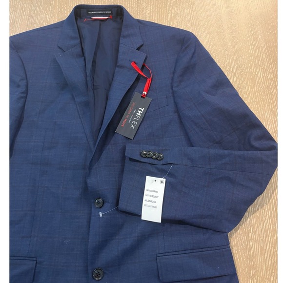 Tommy Hilfiger Other - Tommy Hilfiger The Flex Tailored Move Sport Coat Blazer‎ Navy/Burgundy 40L NWT